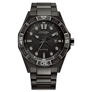 CITIZEN星辰錶 Gents AW1855-52E Brycen 光動能都會時尚單色不鏽鋼腕錶 黑色 42mm