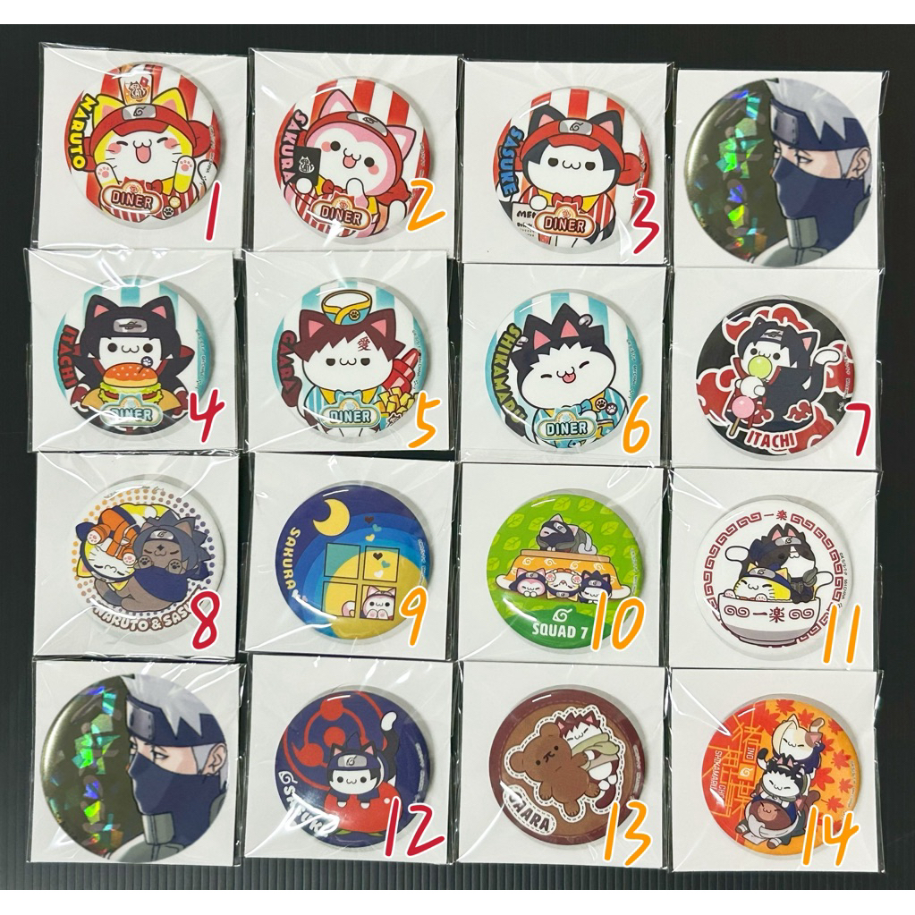 現貨 火影忍者naruto 忍貓徽章 鳴人 小櫻 佐助 宇智波鼬 我愛羅 鹿丸 伊魯卡 井野 丁次