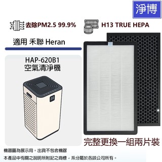 適用Heran禾聯HAP-620B1空氣清淨機活性碳HEPA二合一濾網濾芯 (2入組) 620B1-HCP