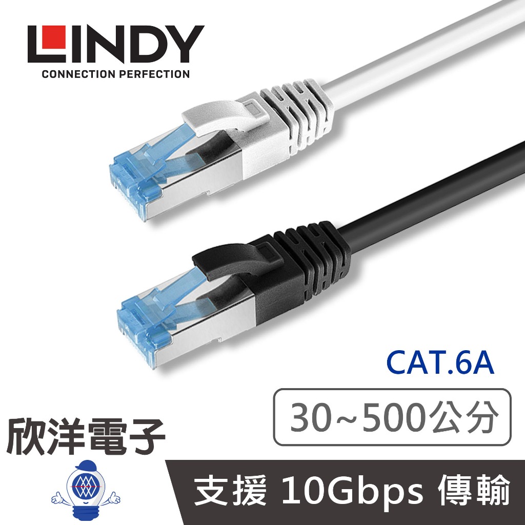 LINDY林帝 CAT.6A 乙太低煙無鹵網路線 S/FTP 0.3~5公尺 白色 (47190) 黑色 (47175)