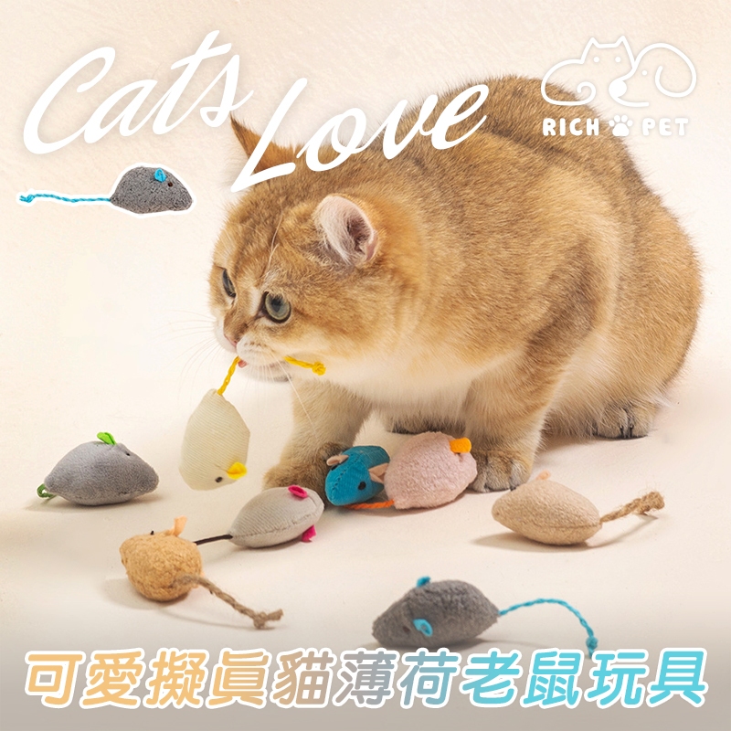 【RICH PET】可愛擬真貓薄荷老鼠玩具 隨機出貨 貓咪玩具 貓玩具 逗貓 貓咪互動 仿真小老鼠 T020