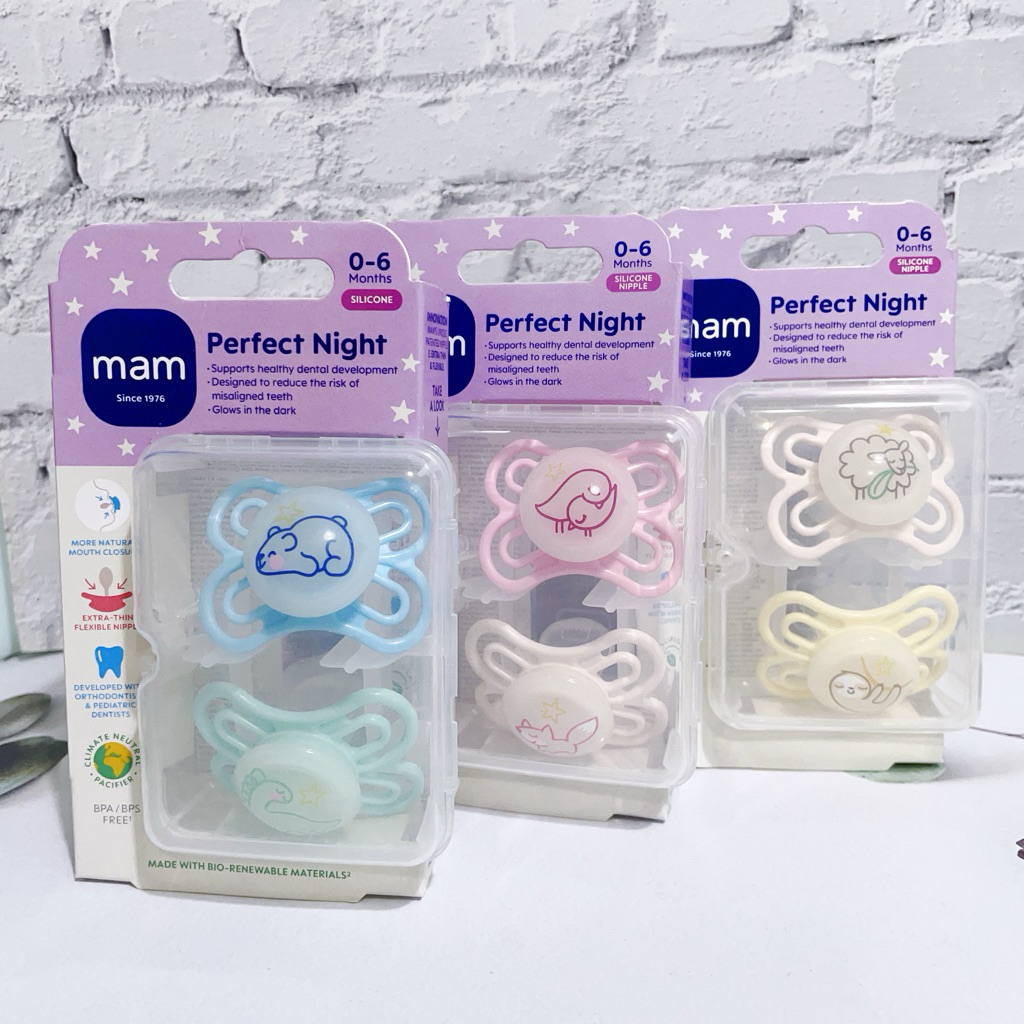 🙂Smile Baby👼 MAM Perfect Night超完美夜光系列 0-6個月 安撫奶嘴 矽膠2入附消毒盒