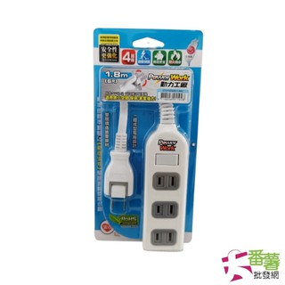 {延長線} 1切4座2P延長線 15A 6尺/9尺 台灣製 [18E3]