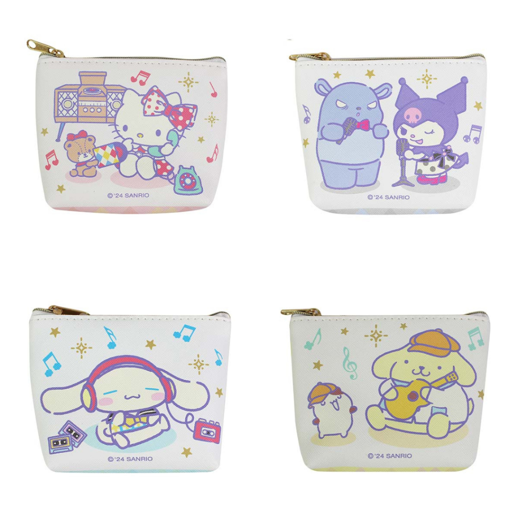 【三麗鷗 SANRIO】斜紋皮革錢包 凱蒂貓 酷洛米 大耳狗 布丁狗 零錢包 零錢包 錢包 卡片收納 鑰匙包