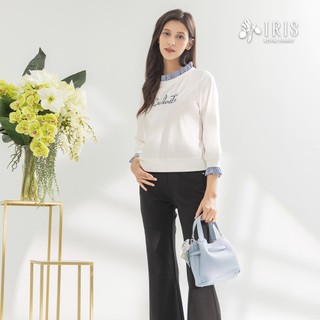 IRIS 艾莉詩 簡約修身微喇叭長褲-黑色 52338