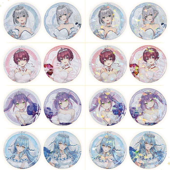 正版 Hololive 寶鐘 瑪琳 常闇 永遠 雪花 拉米 船長 團長 婚紗 風格 閃 閃款 徽章 一番賞