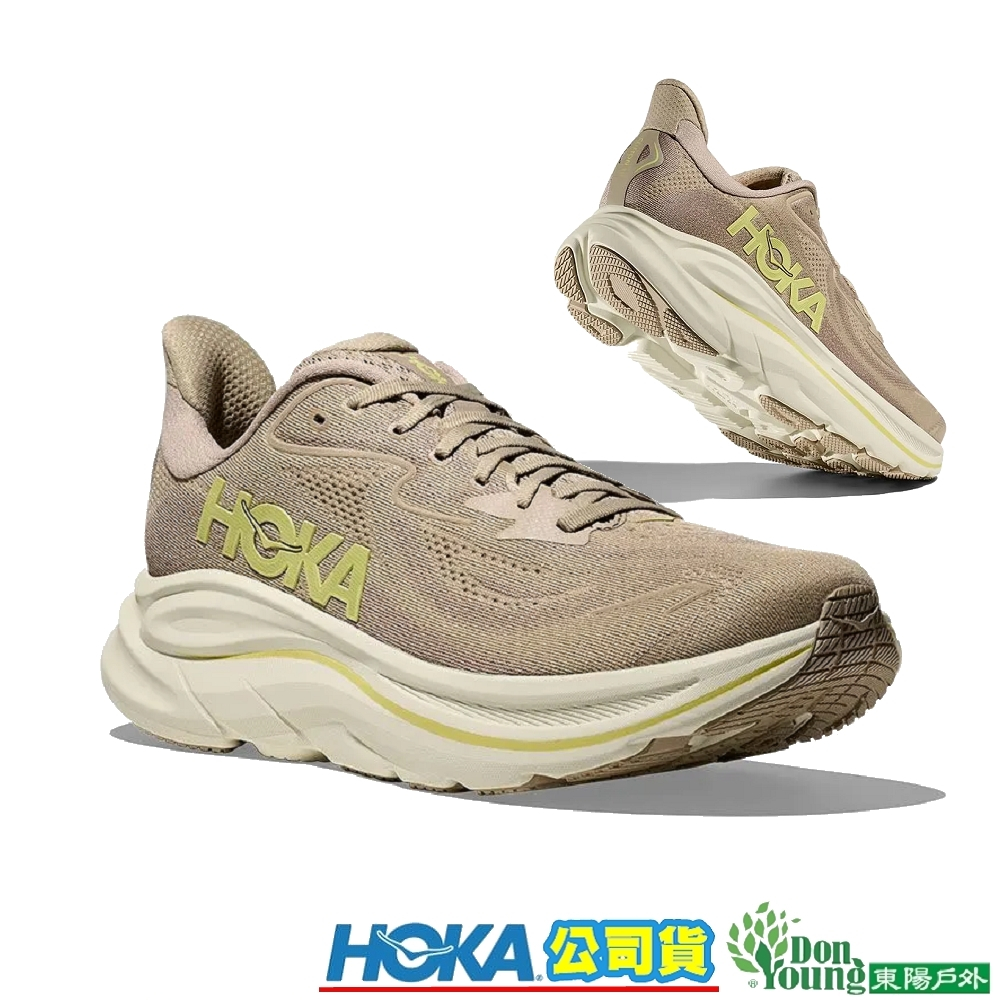 【HOKA】男 Clifton 10 正常楦厚底緩震路跑鞋 亞麻/岩石灰 HO1162030RNN