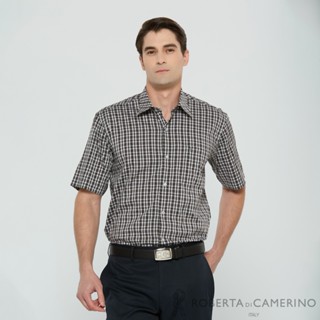 ROBERTA諾貝達 男裝 時尚流行 型男格紋短袖襯衫 臺灣製 REE74-97