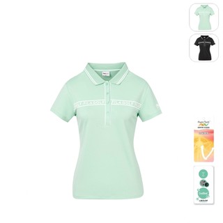 【FILA】女性 GOLF 高爾夫 吸濕排汗 短袖圓領POLO衫-粉綠 5POY-6010-LN