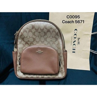 國際精品當舖 COACH 咖啡pvc 中型後背包 型式：5671型. 材質：皮革+pvc 99新、未使用過