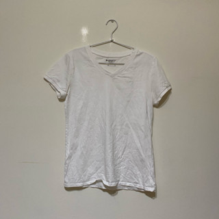 Hang ten 白色上衣 L 基本款 v領短袖素t 短袖t恤 簡約 純色 素面 短袖女 短袖上衣 女裝 v領上衣 打底