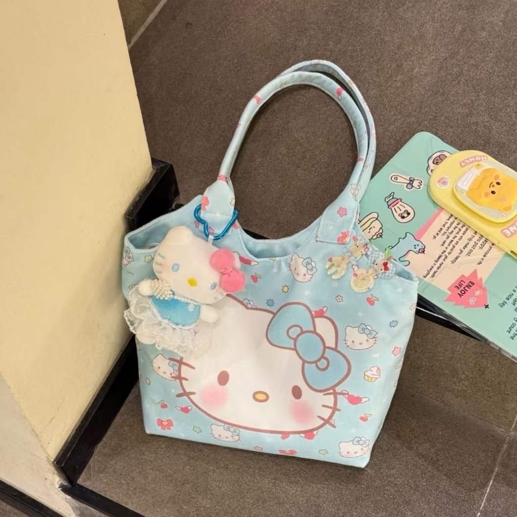 Kitty包包🎀 凱蒂貓可愛百搭卡通大容量時尚閨蜜禮物 帆布包 單肩包 手提包 凱蒂貓包包 帆布袋 收納包 三麗鷗包包