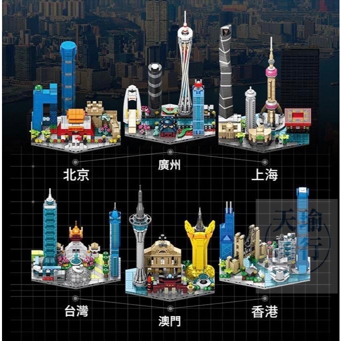 《台灣現貨、發票蝦皮代開》樂樂兄弟 城市天際線積木 積木 兼容樂高 微型積木  益智積木 小顆粒積木 DIY 交換禮物