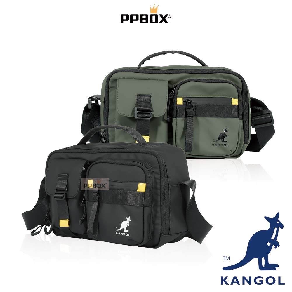 KANGOL 袋鼠 側背包【65551712】時尚 相機包 綠色 黑色 多隔層收納 防水材質 包包 斜背包