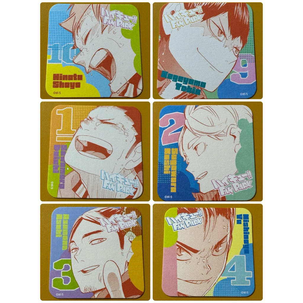 🆕ハイキュー!!アートコースター「FUN‼」排球少年杯墊。日向翔陽。影山飛雄。澤村大地。東峰旭。西谷夕