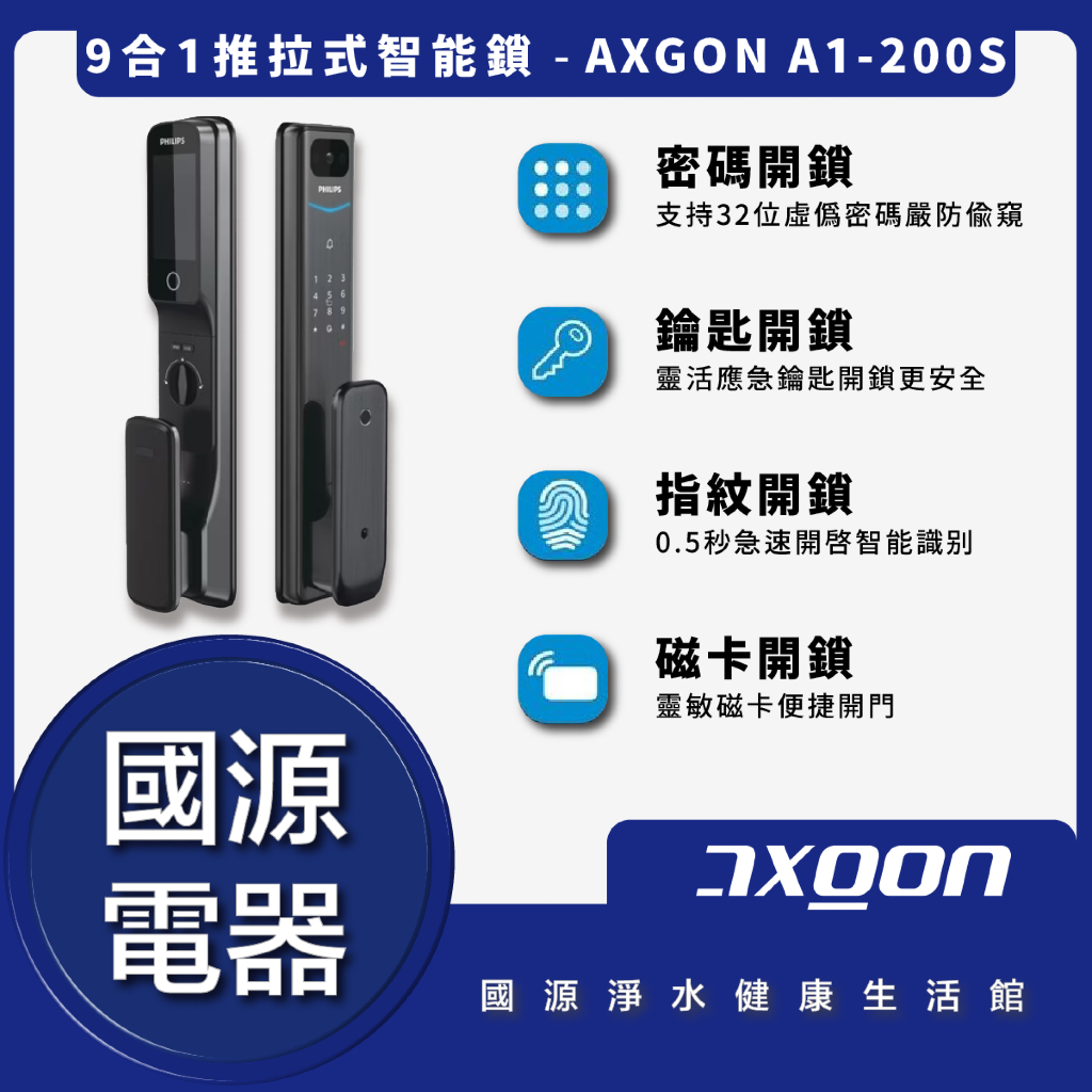 國源電器-下單最低價 AXGON A1-200S 人臉電子鎖