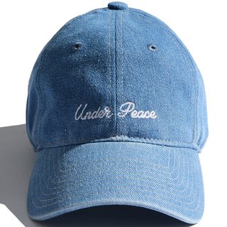 UNDER PEACE CHAIN CURSIVE / DENIM BASEBALL CAP 刺繡 老帽 (丹寧淺藍色)