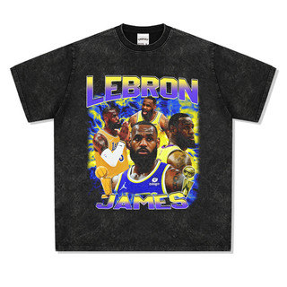 Lebron James 勒布朗詹姆斯 小皇帝水洗短T 短袖 t恤 短袖t恤 純棉 t恤 潮t 純棉短袖男夏季潮牌寬鬆重