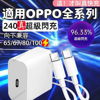 【現貨】適用oppo240w充電器 顯示原廠supervooc超級閃充小數點 oppo光速快充頭+OPPO快充線充電組合