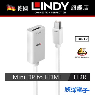 LINDY林帝 Mini DP to HDMI主動式MINI DISPLAYPORT to HDMI 2.0 41063
