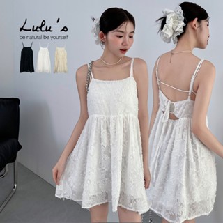 LULUS/細肩毛毛後綁帶短洋裝３色【A02250085】250710