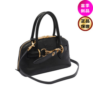 Miu Miu 5BP090 迷你 Aventure 小羊皮貝殼包 黑色