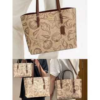 COACH美國outlet正品新款 COACH 海灘貝殼印花mollie 大號托特包 小號斜挎包