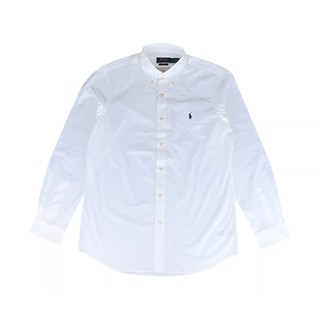 POLO RALPH LAUREN 騎士小馬刺繡LOGO棉質長袖襯衫(男款/白)