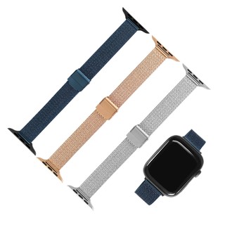 Apple Watch 全系列通用錶帶 蘋果手錶替用錶帶 米蘭編織不鏽鋼錶帶 銀/藍/玫瑰金色 ＃863-04XWD