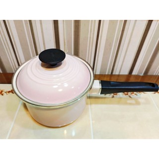 【二手】Le Creuset 琺瑯單柄調理鍋16cm貝殼粉