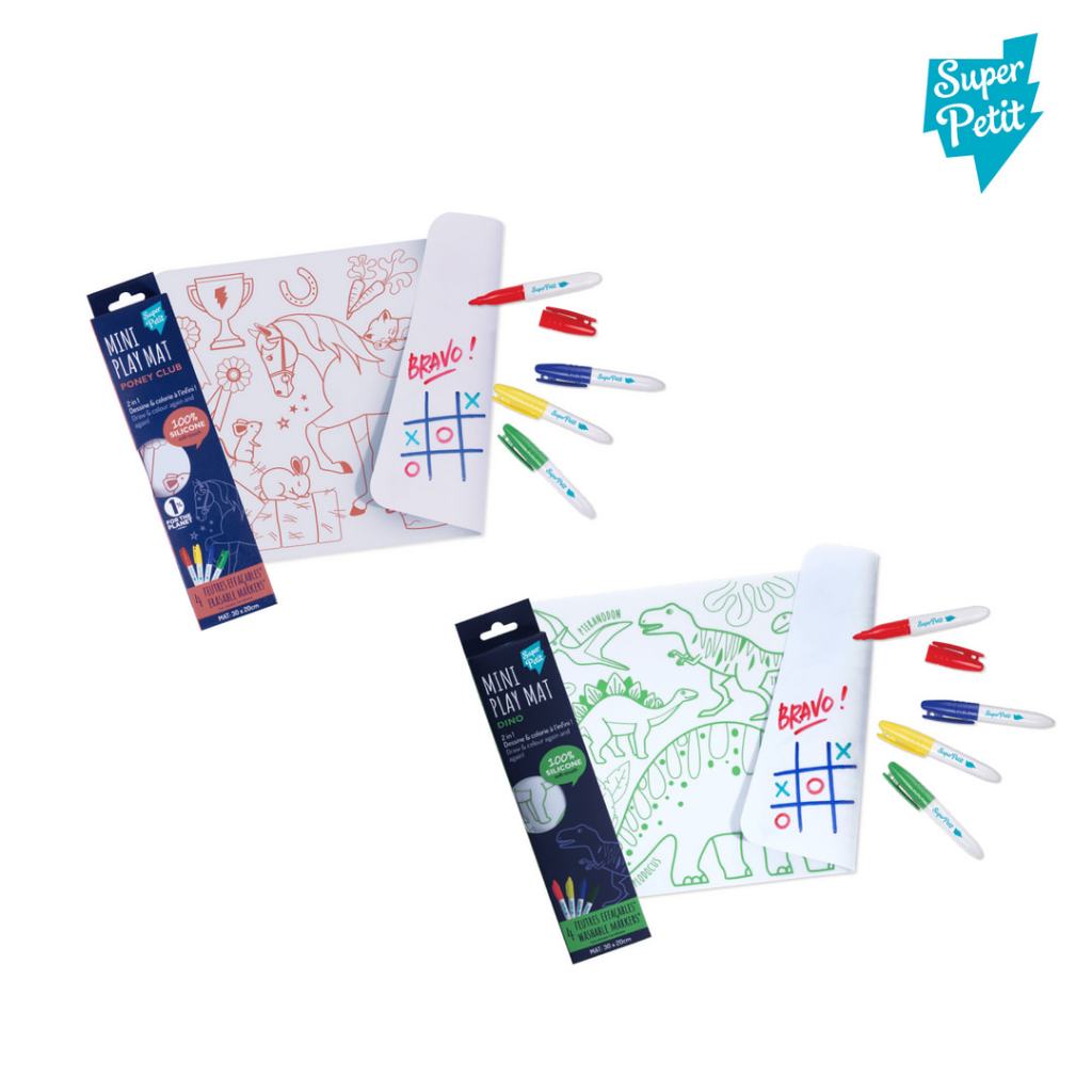 【法國 Super Petit 官方直營】矽膠彩繪餐墊 MINI -可愛動物系列 恐龍 益智玩具 生日禮物 親子 彩繪