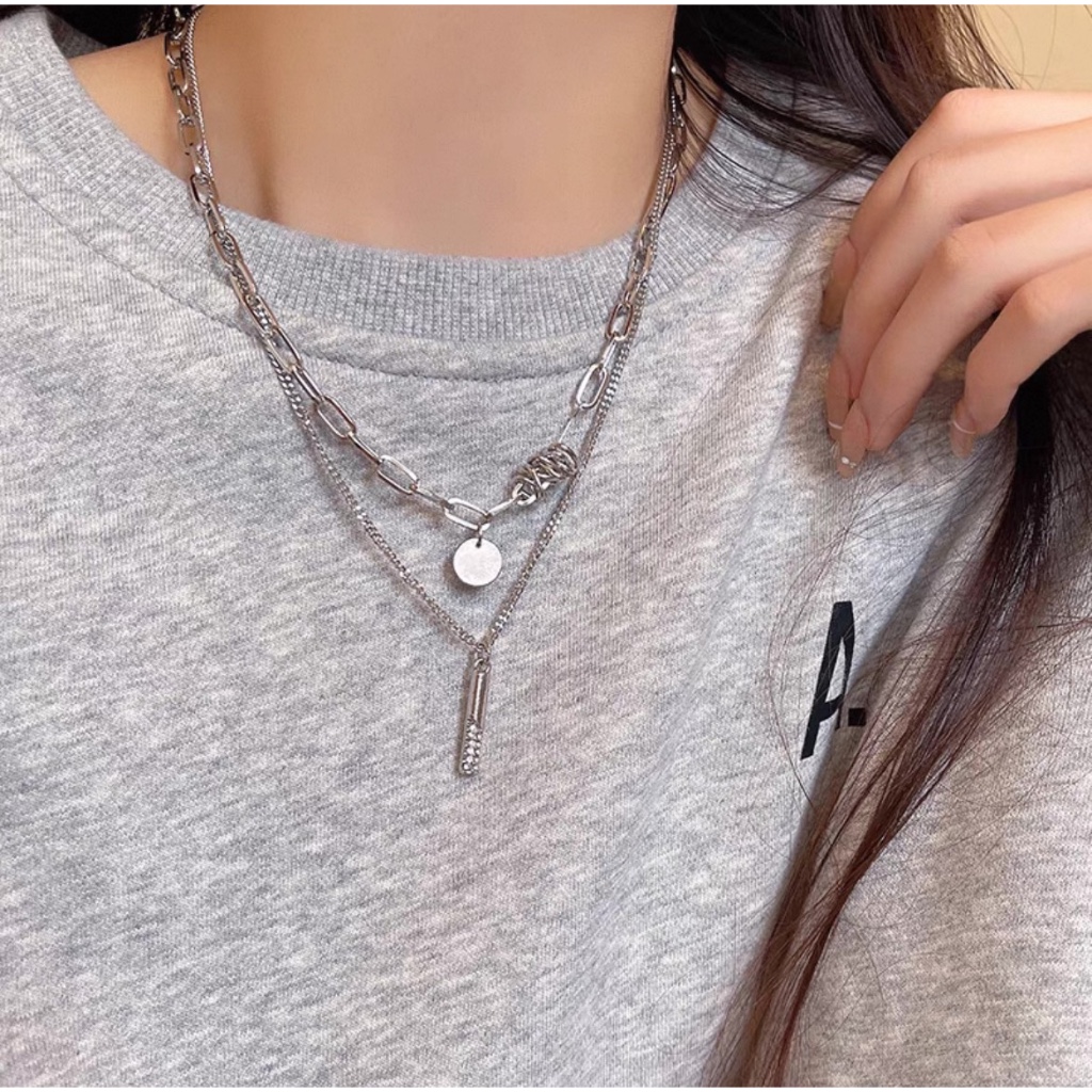 ✨mendy 💕台灣現貨 當日寄出💕小眾設計感 個性百搭 雙層疊戴鏈條項鍊 鎖骨鍊
