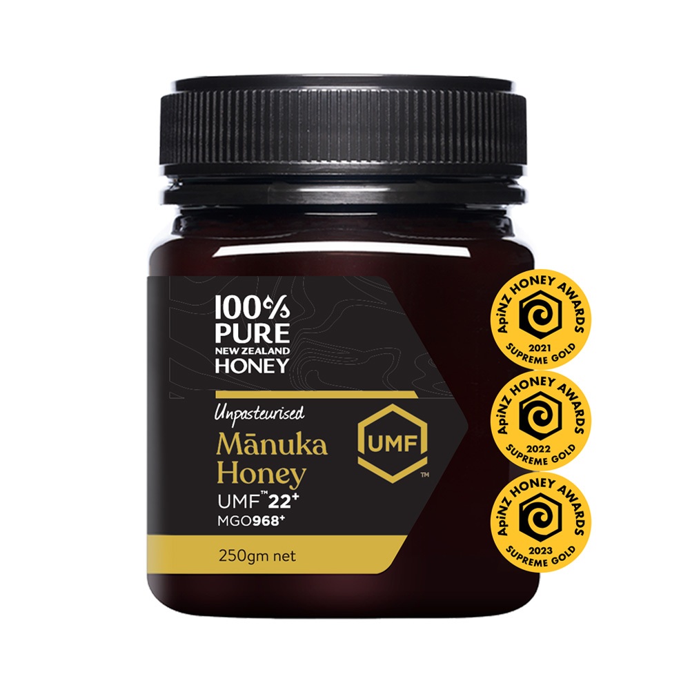 【紐西蘭恩賜】麥蘆卡蜂蜜UMF 22+ 1瓶(250公克) MGO968+/官方活性認證/紐西蘭國寶蜂蜜/保健蜂蜜