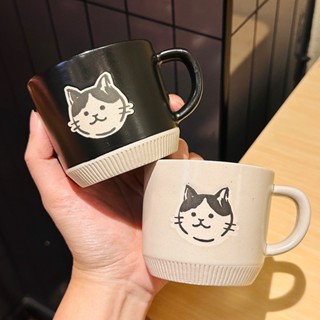陶瓷 粗陶 釉下彩 日系 可愛 高顏質 咖啡杯 陶瓷杯 貓咪杯 小杯子 馬克杯 濃縮咖啡 水杯 黑白色 情侶 對杯