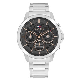 Tommy Hilfiger Daylight 銀鋼 槍灰面鏤空 不鏽鋼手錶 43 mm-1710683