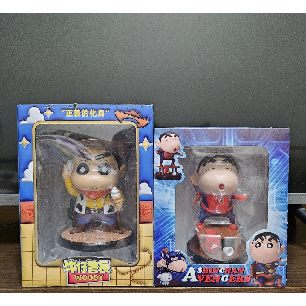 蠟筆小新公仔 擺件~牛仔警長小新、 cos蜘蛛人 小新、超能力大決戰 阿呆 小新 小葵 康達姆機器人 風間 妮妮 正男