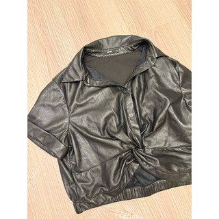 【時光物 精選服飾&生活雜貨】 品牌SO NICE 個性短袖皮衣 女裝短袖上衣 611
