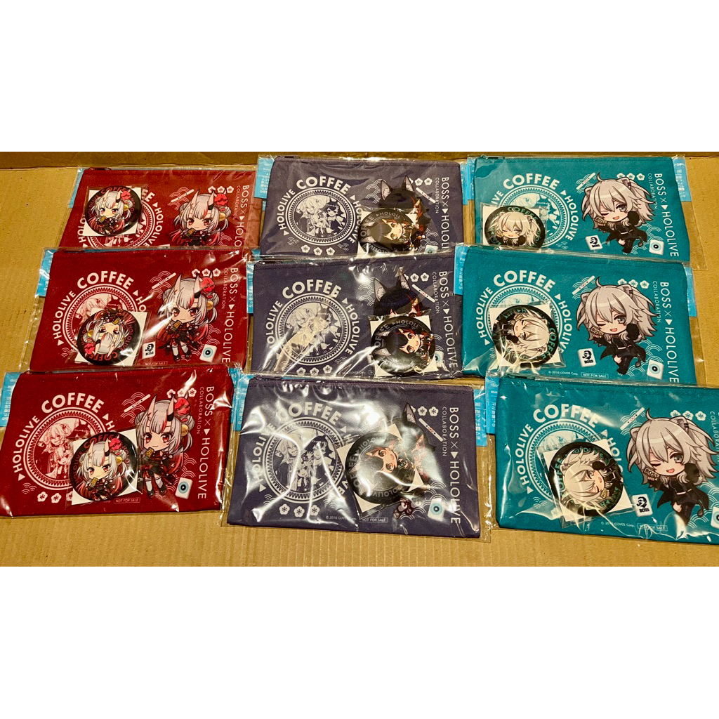 Hololive百鬼大小姐、獅白牡丹、大神澪狼媽&boss咖啡 夾鏈袋勳章