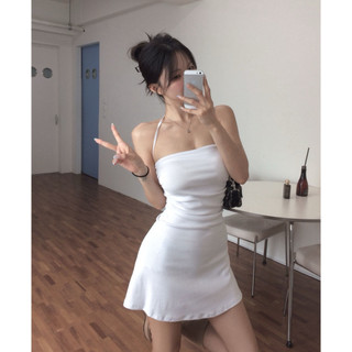 🇰🇷Korea韓國連線·正韓 繞頸平口傘襬短洋裝 連身裙 連身洋裝 繞頸洋裝 平口洋裝 罩杯洋裝 傘襬洋裝 韓國
