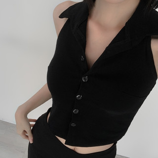 【Aa.chic熱賣商品】翻領排釦後露背BRA TOP(四色).女裝/翻領/罩杯/背心/後露背/排釦【C275529】