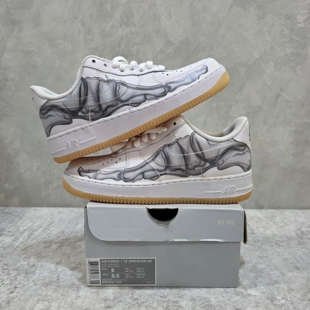 [全新微暇] US8 Nike Air Force 1 萬聖節 初代 白骨 BQ7541-100