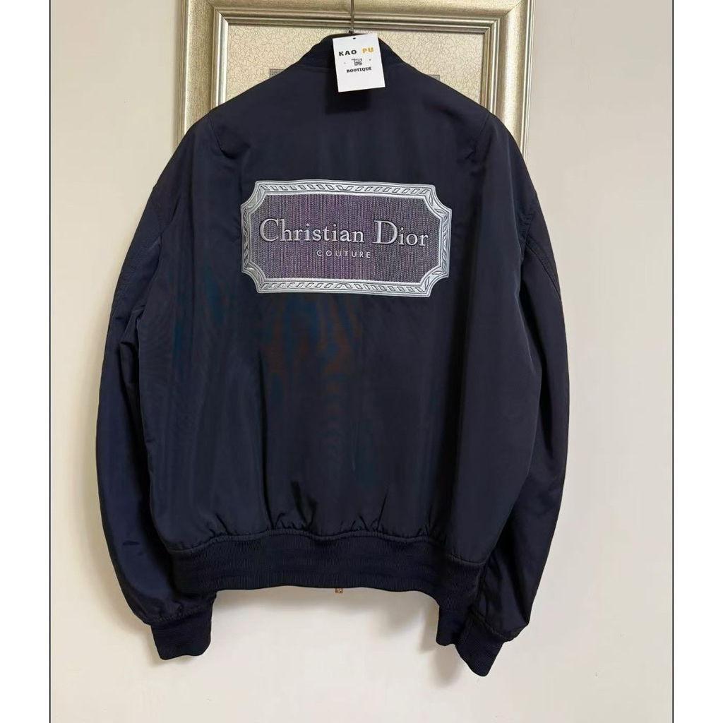 Dior 藍色背後刺繡方牌Couture飛行外套