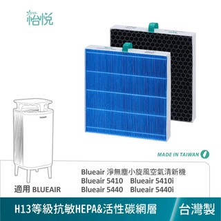 怡悅 HEPA 抗菌/病毒活性碳 濾網 適用 Blueair 5410i 5440i 5410 5440 空氣清淨機兩入