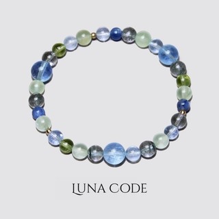 Luna Code 獨家原創 海藍寶手串 天然 綠幽靈手串 海藍寶 葡萄石手鏈6mm原創女款