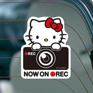 日本正品 日本製 車用告示貼紙 三麗鷗 kitty 史努比 snoopy 錄影中 車用貼 汽車裝飾貼 裝飾貼 貼紙