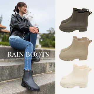 Material瑪特麗歐 T80036 【23.5-25.5】 女鞋 MIT晴雨二穿 百搭切爾西短雨靴