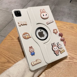 台灣出貨ipad a16平板殼LABUBU平板保護套可愛拉布布卡通iPad9代皮套10.2寸iPad11代旋轉平板殼