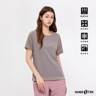 【Hang Ten】女裝-恆溫多功能-涼感四面彈吸濕快乾短袖T恤(棕)