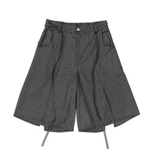 [INNOCENTHOOD] DEFRETI LAYERED PINSTRIPE WIDE SHORTS