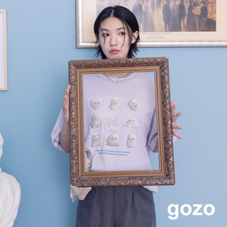 【gozo】Ada石膏像竹節棉擴型T恤(淺紫/白色/黑色 F) | 女裝 圓領 休閒